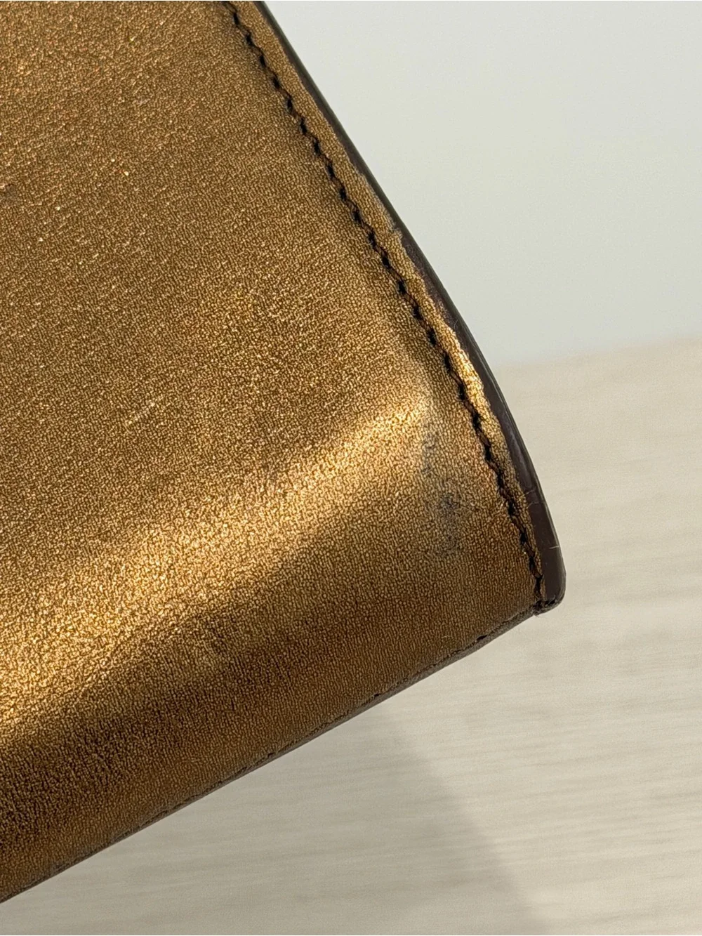 Saint Laurent Bronze Metallic YSL Fold-Over Clutch - Picture 4 of 7